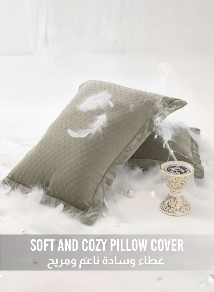 Microfiber Hotel Comforter Set, Fits 200 cm x 200 cm Bed, 7 Pcs King Size with Cozy Filling Best For Winter, Soft Premium Design – Light Grey - Image 4